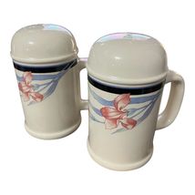 Vintage Made in Japan Ceramic Floral Salt and Pepper Shakers with Handle... - $22.50