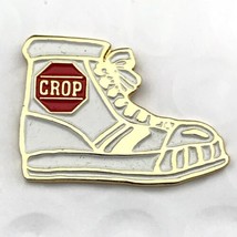 Crop Sneaker Pin Brooch Gold Tone Stop Hunger Awareness Enamel - $12.95