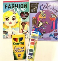Bendon Fashion Diva Sticker Book Witch Sticker Book Paints Colored Pencils Lot - £17.58 GBP