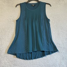 Simply Vera Wang Womens Size Small S Blue Sleeveless Ruffle Front Top - $8.17