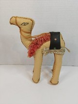 Vintage Stuffed Hand Sewn Leather Camel Beige 9&quot; High with Embellishments - $23.38