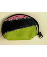 Handmade New Mini Zipper Color Sheepskin Leather Patchwork Coin Pouch Pu... - $112.14 MXN