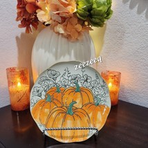 Eli + Ana Thanksgiving Fall Scalloped Pumpkin Vine Side Salad Plates Set of 4 - £36.27 GBP