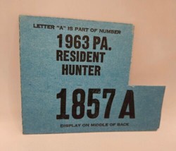 VTG 1963 PENNA Pennsylvania HUNTER RESIDENT Cardboard Hunting License Co... - $4.98