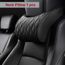 PU Leather Car Headrest Memory Foam Car Rest Neck Pillow Back Cushion Auto Seat  - £54.97 GBP