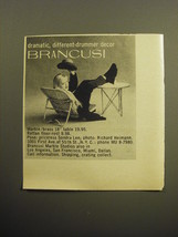 1957 Brancusi Table and Rattan Floor-Rest Ad - Sondra Lee by Richard Heimann - $18.49