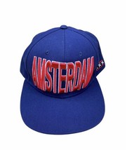 Amsterdam XXX D Town Red Spell Out Blue Hat Snap Back Downtown Brim XXX - £11.86 GBP