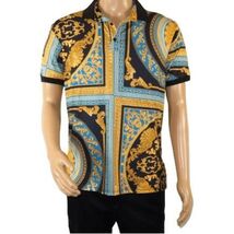 Mens PLATINI Sports Polo Shirt With Rhine Stones Fancy Medallion DPP8241 Black image 2