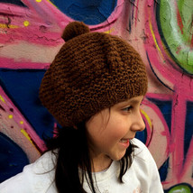 Alpaca Beret - French Beret Alpaca Wool Hat, Brown Knit Wool Beret Hat For Girls - $32.99