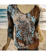 Vintage Pretty/Cute Vanity Top Women&#39;s  Asymmetrical Sleeve Top Large Br... - $186.22 MXN
