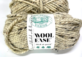 Lion Brand Yarns Wool Ease Thick &amp; Quick - Two Skeins Oatmeal Super Bulky Yarn - £17.10 GBP