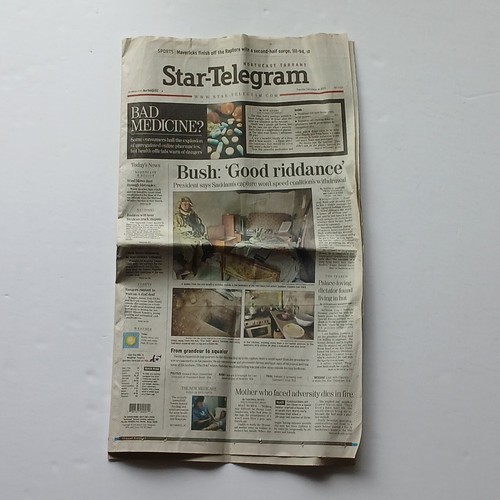 Fort Worth Star Telegram December 16, 2003 Saddam Hussien Captured - $9.49