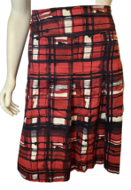 New York &amp; Co. Red, Black, and White Plaid  Pleated Skirt Size 14 - $14.24
