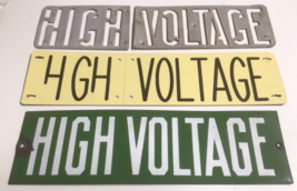 High Voltage Porcelain Enamel Metal Plastic Sign Vintage Lot Telephone Pole 938A - £76.06 GBP