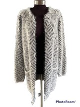 Janice Apparel Black and White Chevron Cardigan One Size NWT Eyelash Open Front - £22.05 GBP