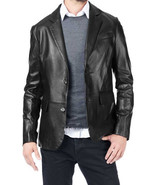 New Men&#39;s Genuine Lambskin Real Leather Blazer Jacket TWO BUTTON Slim fi... - £88.46 GBP