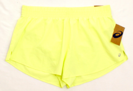 Asics Women&#39;s XL Running Shorts Yellow Brief Lined Side Slit Reflective - $39.59