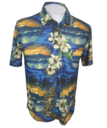 Favant Men Hawaiian Polo shirt pit to pit 21.5 Tiki god statue golf loun... - $27.71