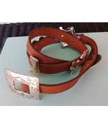 JUSTIN Leather Western Belt Concho Cowhide - £14.80 GBP