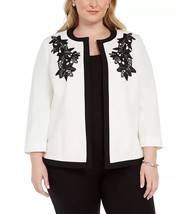 NEW KASPER BLACK WHITE BLACK FLORAL CAREER JACKET BLAZER SIZE 22 W WOMEN... - £72.00 GBP