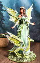 Amy Brown Fantasy Ebony Fairy Jewel Of The Forest With Pet Camo Dragon Figurine - £55.93 GBP