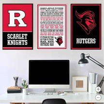 Rutgers Scarlet Knights Wall Art Red Black NCAA 3-Piece Adhesive Canvas - $79.99