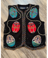 Vtg Belle Pointe Sweater Vest Size Large Beaded Faberge Eggs Appliques - $22.09