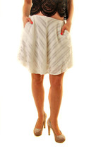 For Love &amp; Lemons Womens Skirt Alessandra Mini Striped White - £58.58 GBP