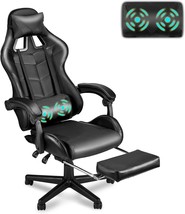 Soontrans Black Gaming Chairs with Footrest, Ergonomic Gamer Chair,, Dark Black - £122.31 GBP