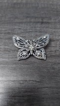 Avon Marcasite Butterfly Brooch Silver Tone Faux Pearl Pin Vintage Valentine Gif - £7.08 GBP