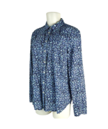 Talbots Ink Blue Purple Green Floral Print Long Sleeve Blouse - Women&#39;s 14 - $541.67 MXN