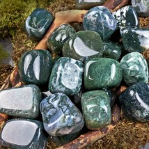 Natural Green Moss Agate Polished Tumbled Stone Healing Crystal Mineral Rocks - £12.50 GBP
