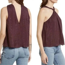 $378 nwot FRAME crinkled silk draped halter top S cabernet stripe v-back... - $22.76