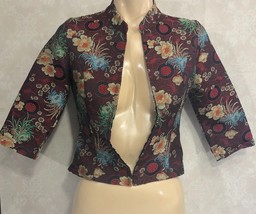 Forever 21 Asian Floral Pattern Poly Small Chico Clip Front Womens Jacket - £13.63 GBP