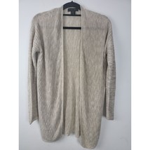 Tahari Cardigan Medium Womens Tan Long Sleeve Open Front Linen Blend Knit - £19.15 GBP