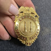 Vintage Obsolete Fire Department Salina Kansas Captain Badge Blackinton - £126.37 GBP