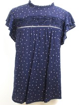 Sweet Wanderer Blouse SZ X-Large Womens Navy Blue Ruched Short Sleeve Pullover - £15.58 GBP