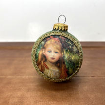 1991 West Germany Krebs Victorian Girl Chile Silk On Glass Ball Green Ornament - $12.95