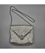 Vintage Mesh Purse Bag Silver Tone Metal Malock Snap Clasp 40&quot; Chain Rep... - $19.99