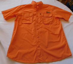 Red Head Brand Men&#39;s Short Sleeve Button Up Shirt Size M medium Orange S... - £23.18 GBP