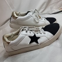 Steve Madden Sneakers Size 8.5 Women&#39;s Amalfi Star Tennis Shoe Gold Highlights  - £8.98 GBP