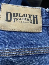 Duluth Trading All Cotton Work Jeans Mens 48x34 Blue Denim Jeans Medium Wash - £19.74 GBP