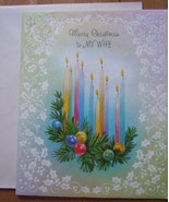 Mid Century Norcross Rainbow Parchment Glitter Wife Christmas Candles Ca... - $5.43 CAD