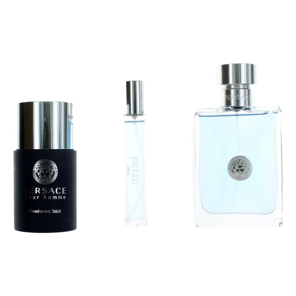 Versace Pour Homme by Versace, 3 Piece Gift Set for Men with Deodorant Stick - $76.07