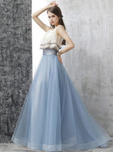 Dusty Blue Full Length Tulle Skirt Outfit Bridesmaid Custom Plus Size Tutu Skirt image 8