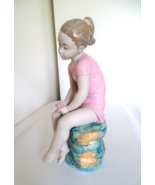 1978 Lladro 12&quot; NAO Daisa Porcelain Figurine Pensive Girl Sitting on Roc... - £195.91 GBP