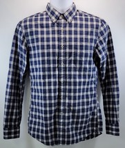 MS) Men&#39;s Uniqlo Blue Plaid Button Up Casual Long Sleeve Shirt XS - $24.74
