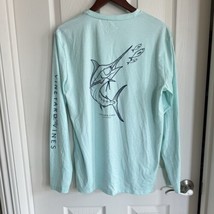 Vineyard Vines Marlin long-sleeve Harbor performance tee Crystal Blue He... - £30.37 GBP