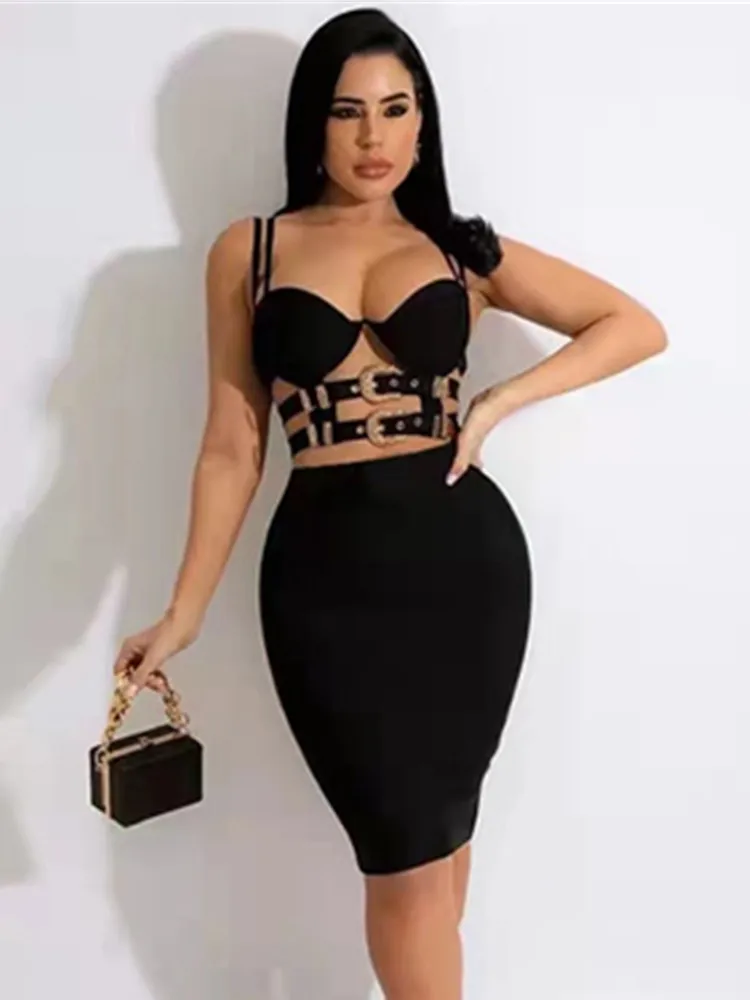 Summer   2 Two Piece Bodycon age Sets Women Bustier Tops Knee Length Ski... - $125.93