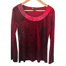 Vintage 90s Carole Little Velvet Burnout Womens Top S Floral Paisley Whi... - $29.99